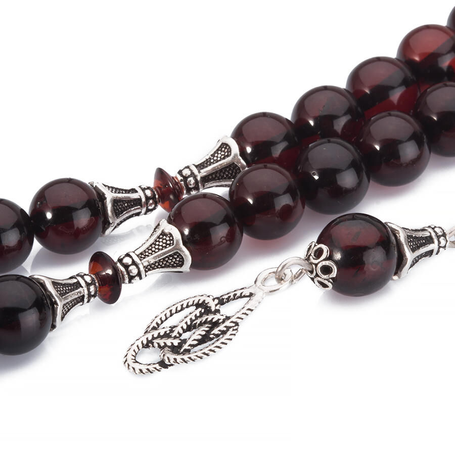 Rosary made of fiery amber with royal tassel - 3
