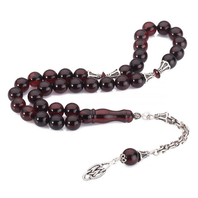 Rosary made of fiery amber with royal tassel - 1