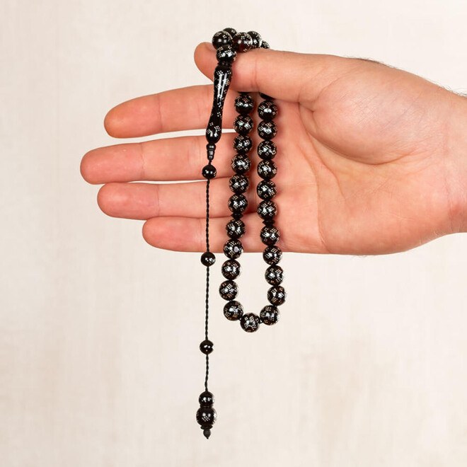 Rosary made of Kuka with silver engraved beads - 2