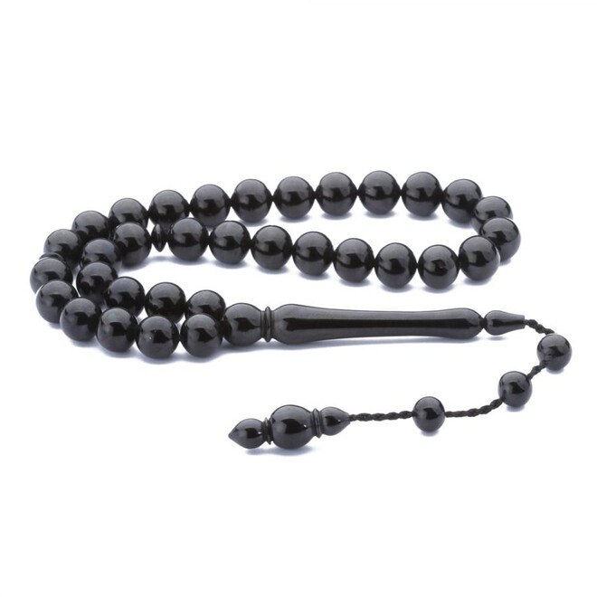 Rosary made of lignite stone with spherical cut beads - 2