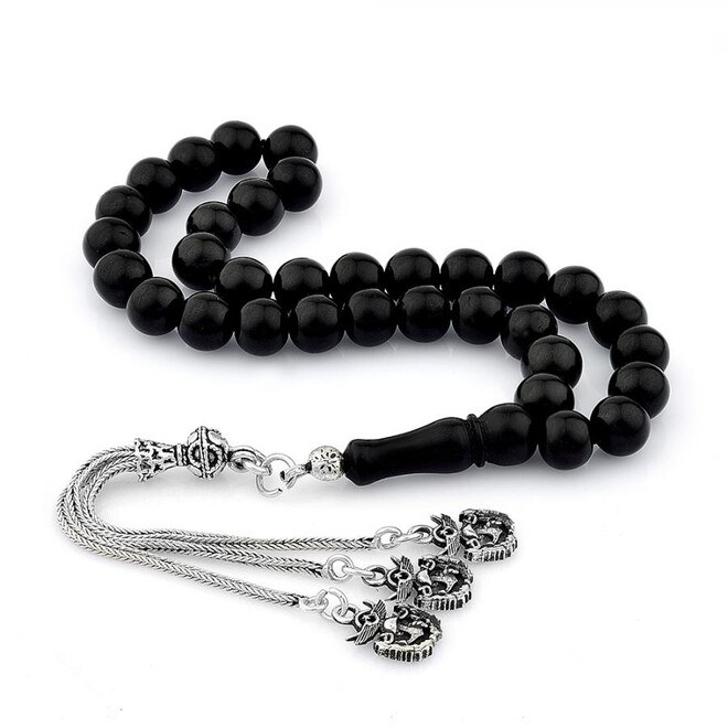 Rosary made of lignite stone with tassel decorated with the General Staff emblem - 2