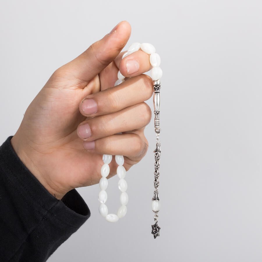 Rosary made of natural Nacre stone with a royal tassel - 3
