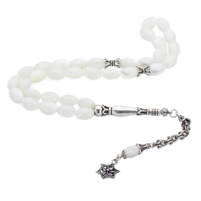 Rosary made of natural Nacre stone with a royal tassel - 1