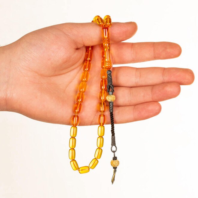 Rosary made of pressed amber with yellow beads - 3