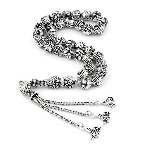 Rosary made of silver with Tughra symbol decorated tassel - 1