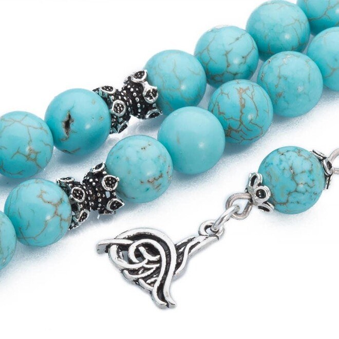 Rosary made of turquoise stone decorated with the Ottoman tughra symbol - 2