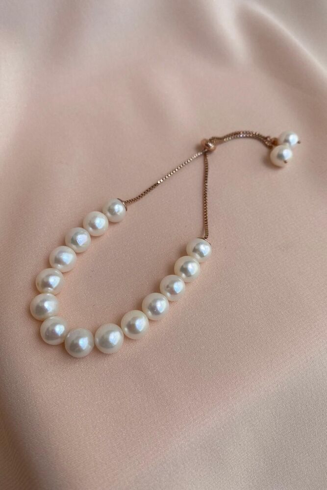 Rose Gold Silver Bracelet with Natural Pearls - 3
