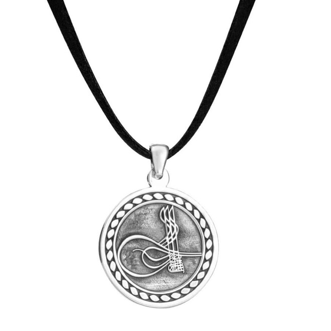 Round Ottoman Monogram Sterling Silver Men's Necklace - 1