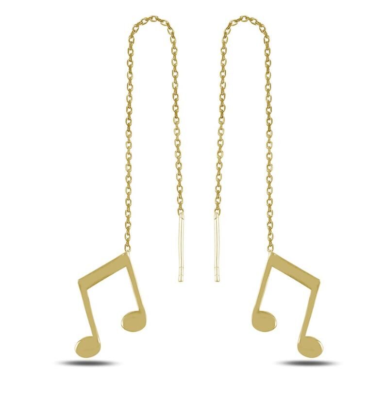 Silver Chain Earring with Musical Key - 1