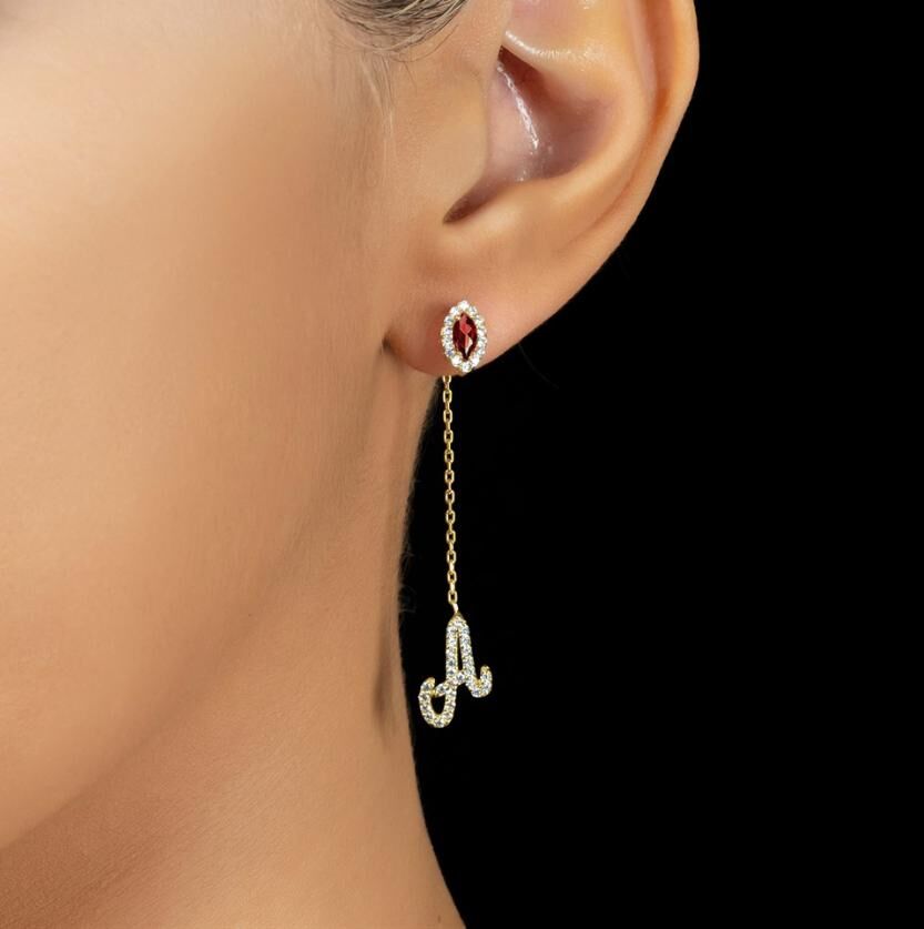 Silver Earring with a Spindle Stone - 1