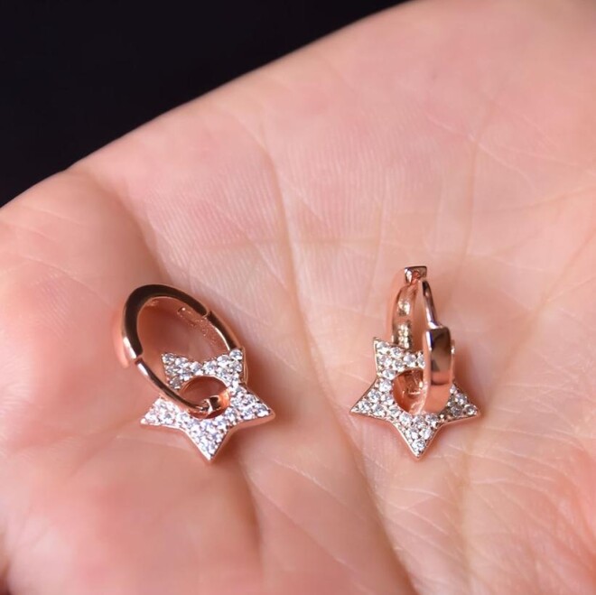 Silver Earring with a Star Design - 2