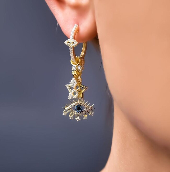 Silver Earring with an Eye and a Star - 2