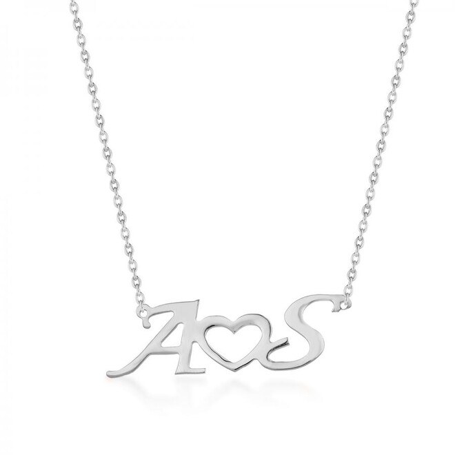Silver necklace for women with a special design for the name letter is customizable - 1