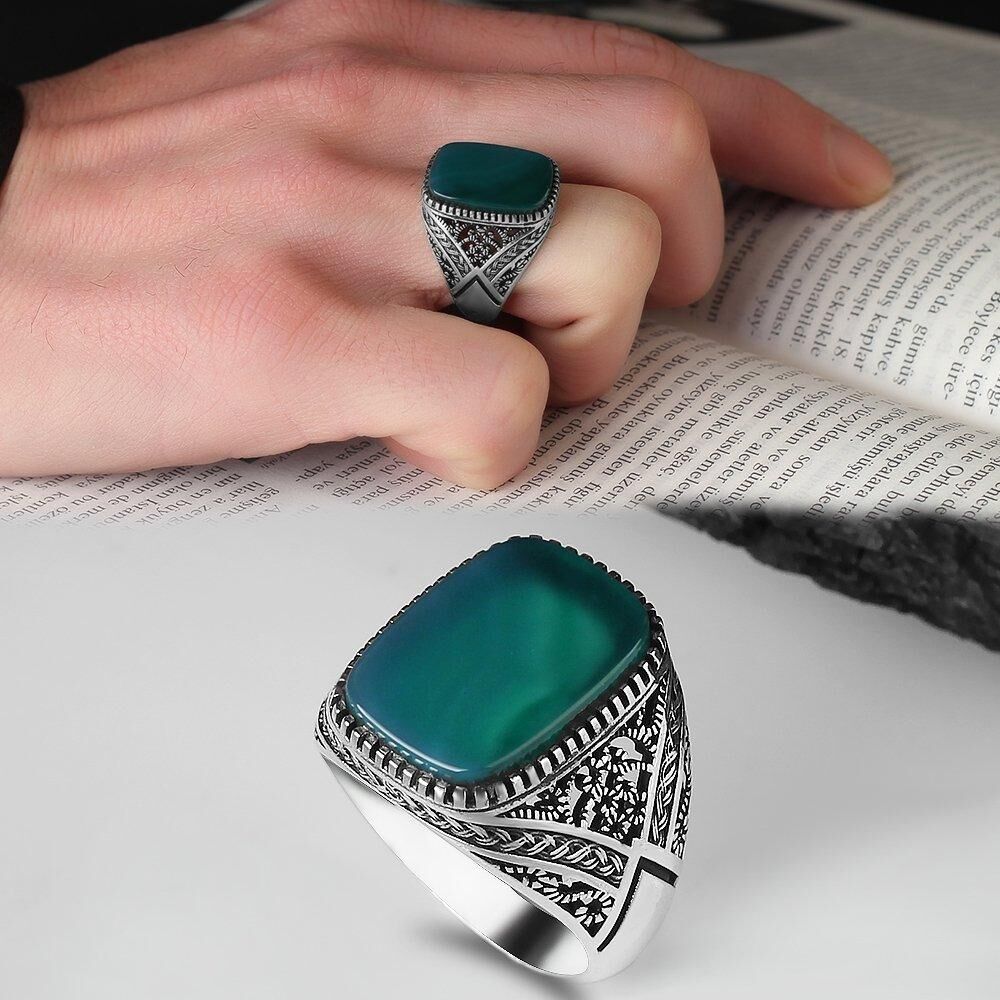 Silver ring with agate gemstone - 2