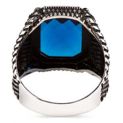 Silver ring with blue zircon stone - 3