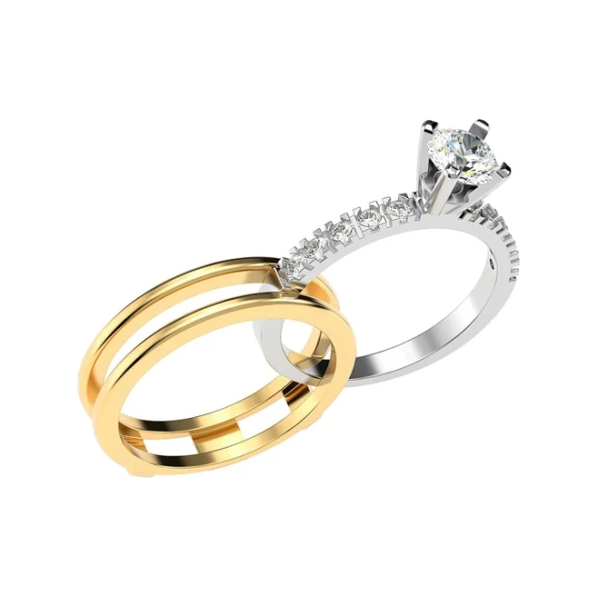 Single Stone Gold Plated Silver Ring - 2