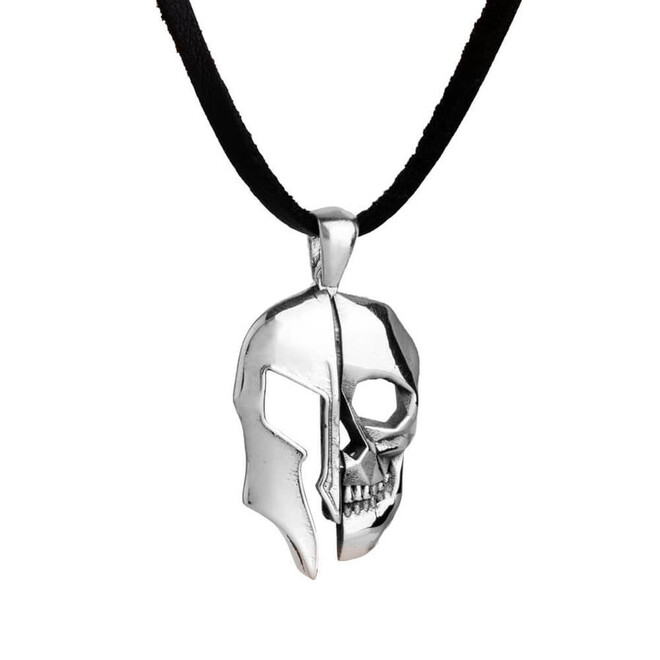 Skull Helmet Figured Sterling Silver Men's Necklace - 1