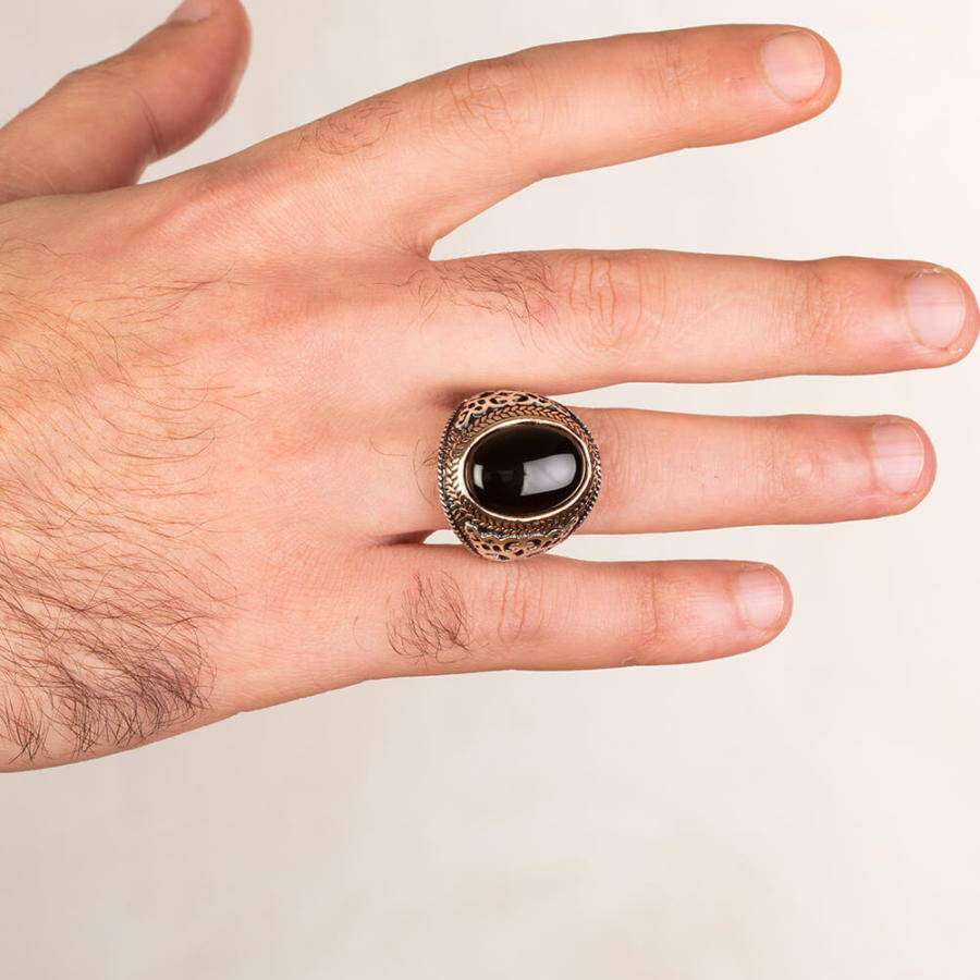Black Flat Onyx Classic Ring For Men | Boutique Ottoman Exclusive
