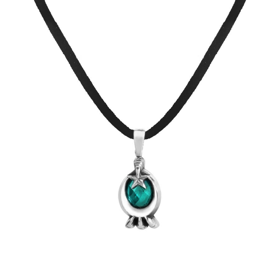 Sterling Silver Men's Necklace with Turquoise Stone, Crescent and Star - 1
