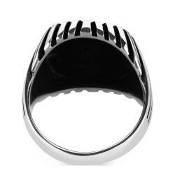 Stylish and calm men's silver ring - 2