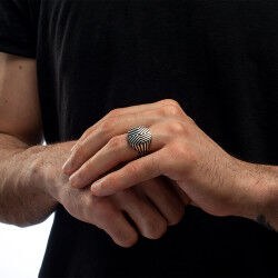 Stylish and calm men's silver ring - 3