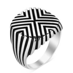 Stylish and calm men's silver ring - 1