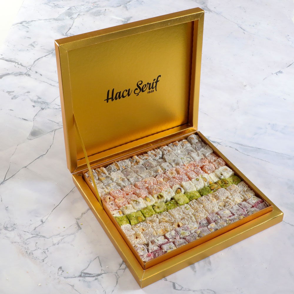 Turkish Delight with Luxury Nuts in a Golden Box - 2