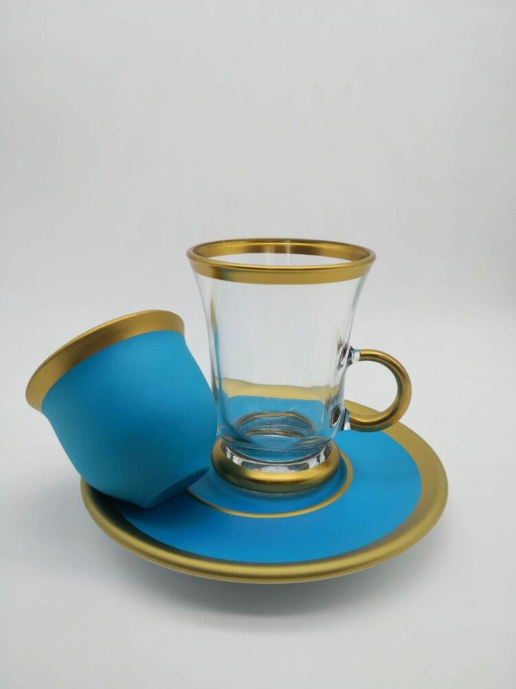 Turkuaz Renkli Çay Takimi-18 Pcs Çay Takımı- D-1167 - 1