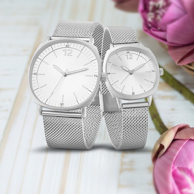 Unisex silver watch set - 2