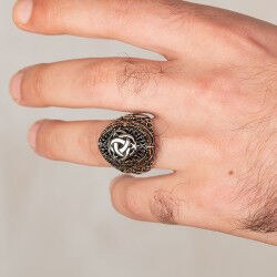 Vav Figured Special Organization Motif Silver Men's Ring - 2