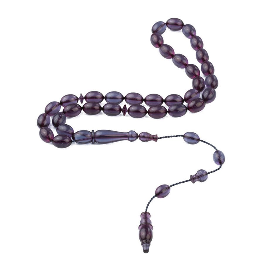 Violet rosary made of pressed amber with high precision and performance - 3