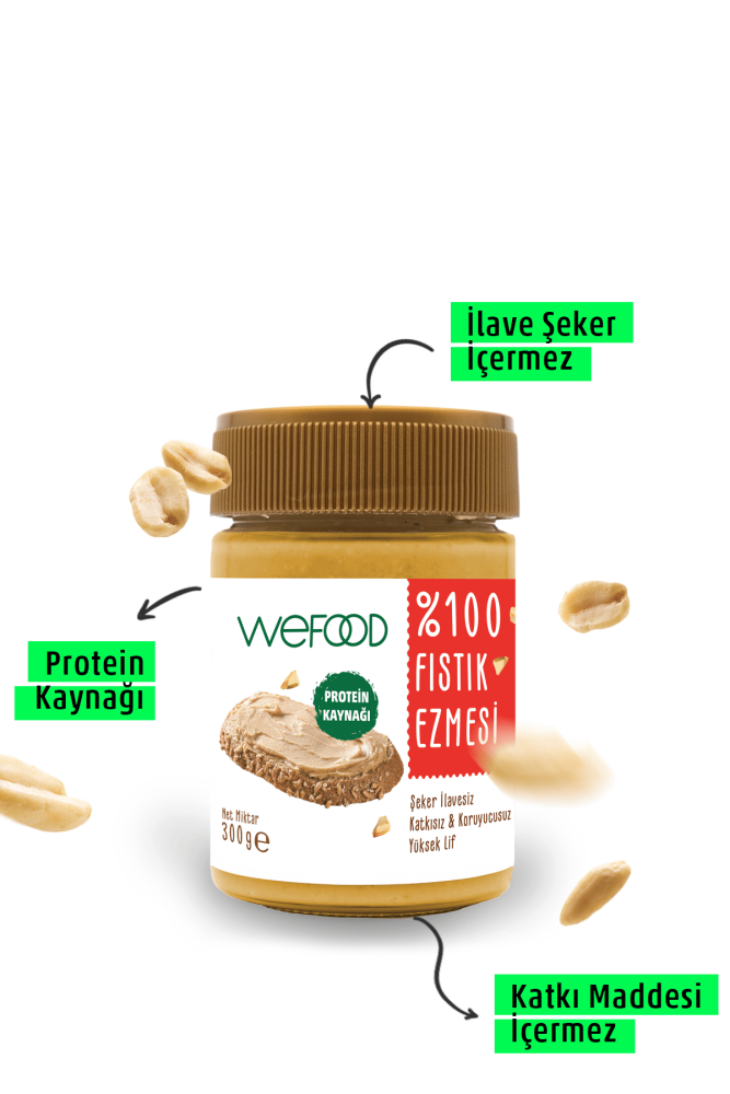 Wefood Sugar-Free Plain 100% Peanut Butter - With Peanut Pieces - 2