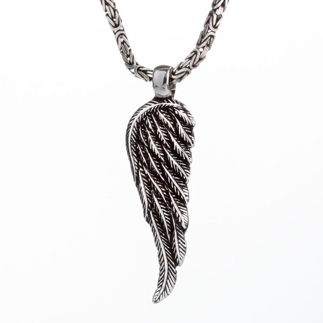 Wing Motif 925 Sterling Silver Men's Necklace With King Chain - 1