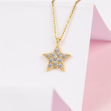 Women's 925 sterling silver gold plated Little star Design necklace - 1