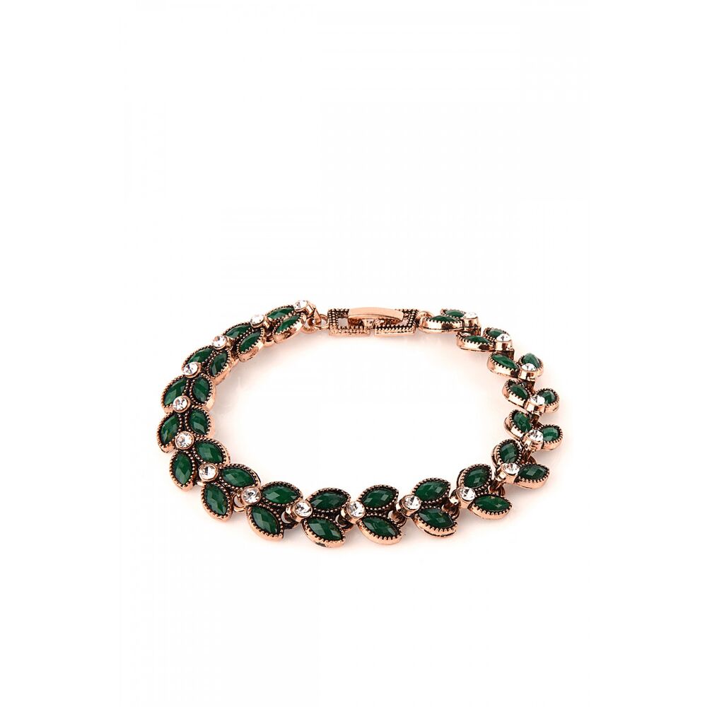 Women's bracelet studded with green stones - 1