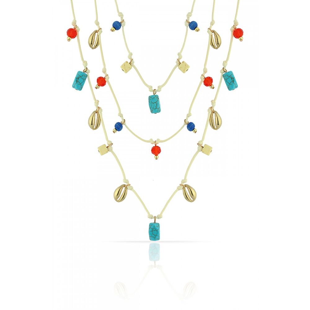 Women's chain necklace with colorful stones - 1