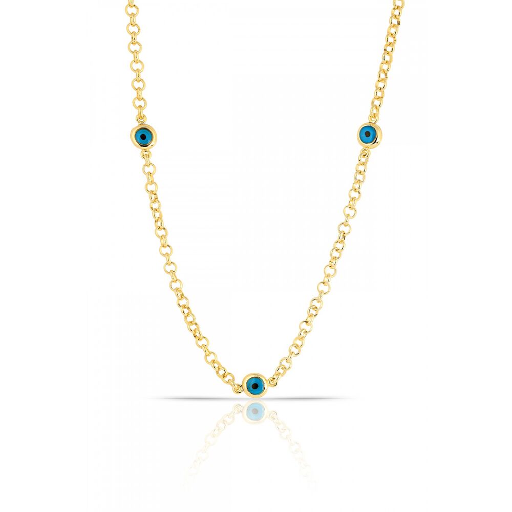 Women's golden necklace with the design of the eye of envy - 1