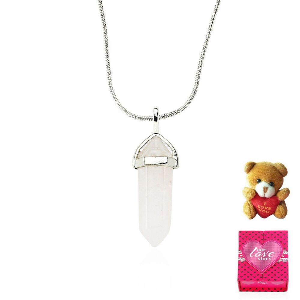 Women's natural stone necklace - quartz - 1