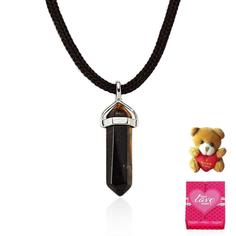 Women necklace with natural stone design tiger eye - 1