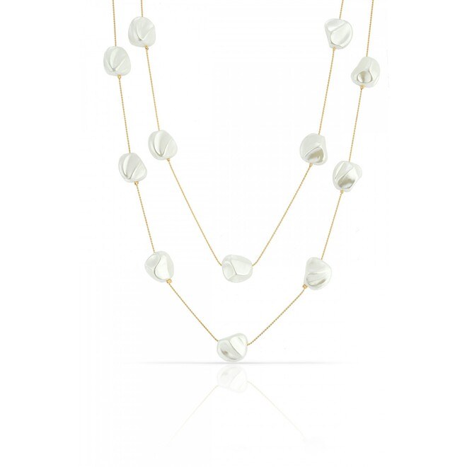Women's necklace with white stones - 1