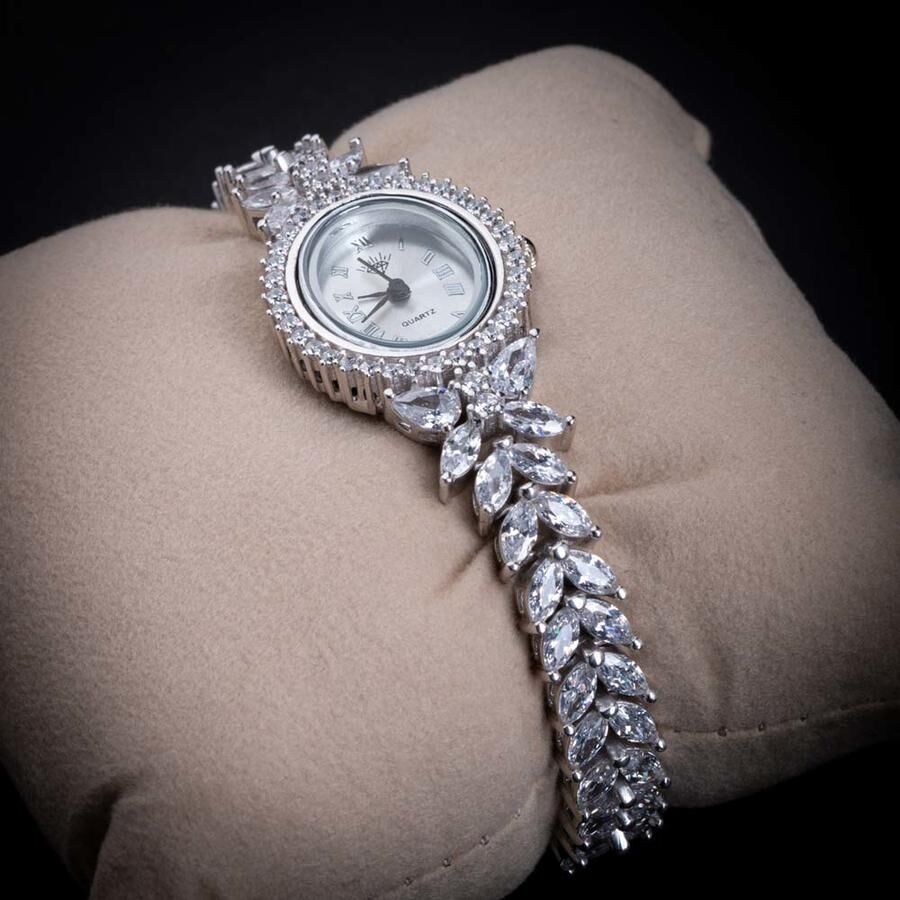 Zircon Stone 925 Sterling Silver Women's Watch - 2