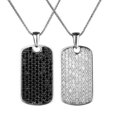 Zircon Stone Silver Couple Necklace - 1